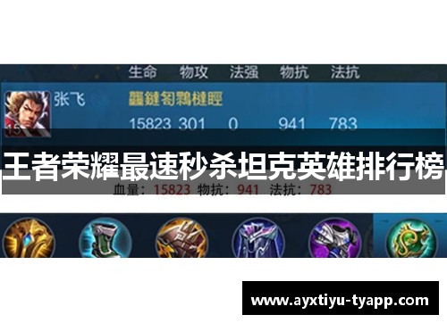 王者荣耀最速秒杀坦克英雄排行榜